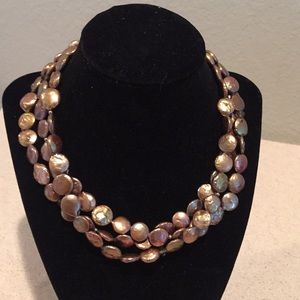 Silpada Sterling Silver Bronze Coin Pearl Necklace